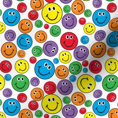 6" Rainbow Smiley Faces Pattern White