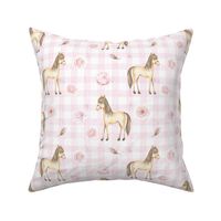 horse gingham pink