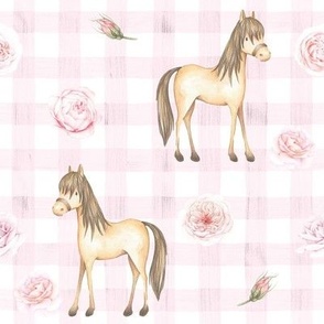 horse gingham pink