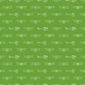 Antique Airplanes in White with Apple Green Background