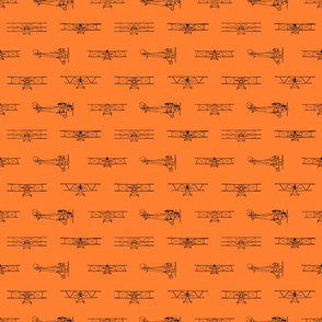 Antique Airplanes in Black with Orange Background