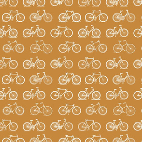 Retro Antique Bicycles in White with Gold Background