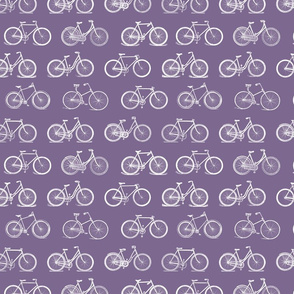 Retro Antique Bicycles in White with Mauve Purple Background