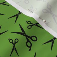 Hair Shears Salon Scissors in Black with Apple Green Background