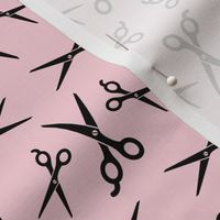 Hair Shears Salon Scissors in Black with Blush Pink Background
