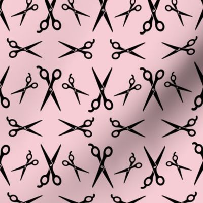 Hair Shears Salon Scissors in Black with Blush Pink Background