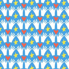 helping hands community spirit blue yellow