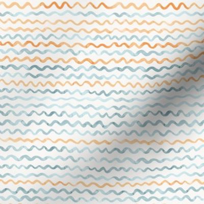 Summer sunset waves blue orange SMALL scale