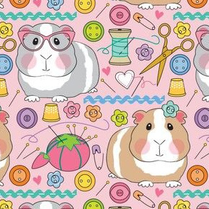 large sewing guinea pigs on soft pink