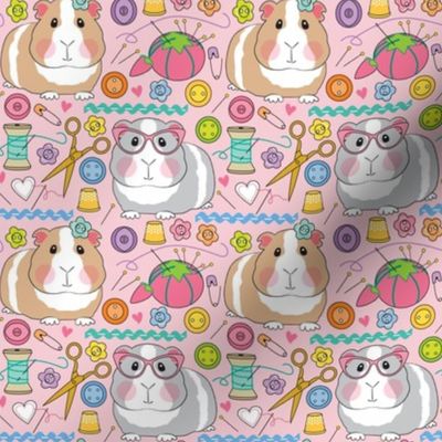 medium sewing guinea pigs on soft pink