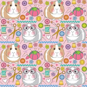 medium sewing guinea pigs on soft pink