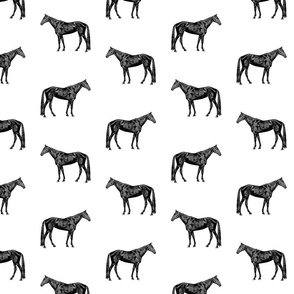 Old Fashioned Horse Black & White Pattern (Large Scale)