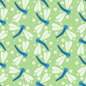 Cute Dragonflies on Green - Large