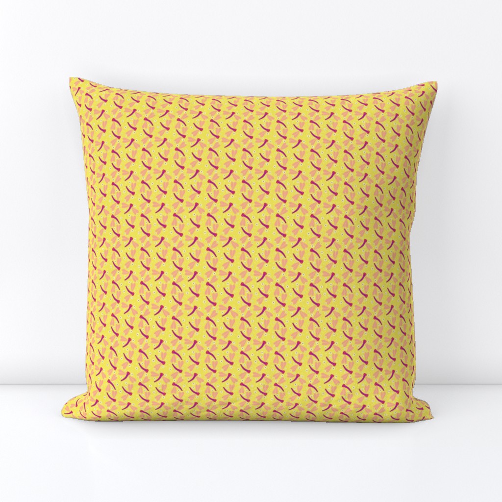 Cute Dragonflies on Yellow - Small