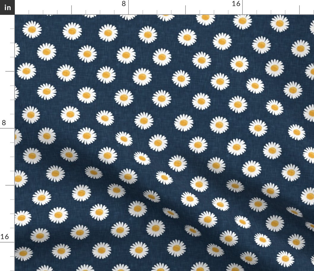 daisies - happy day daisy flowers - dark blue - LAD20