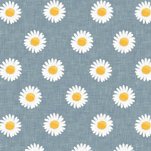 daisies - happy day daisy flowers - dusty blue - LAD20