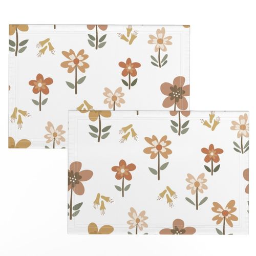 Medium // Option 2 Cute daisies + foxgloves Earth tones floral on white