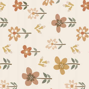 Rotated // Medium // Option 2 Cute daisies + foxgloves Earth tones floral