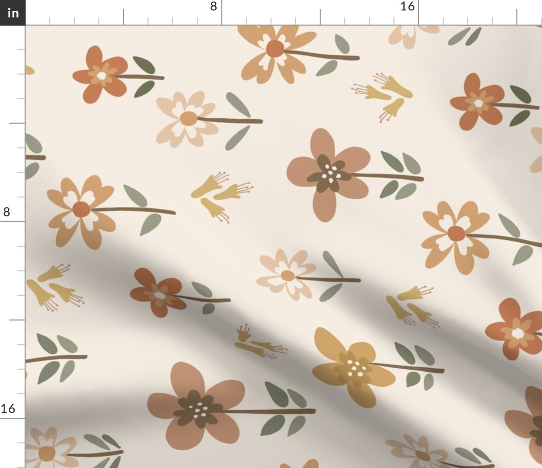 Rotated // Medium // Option 2 Cute daisies + foxgloves Earth tones floral