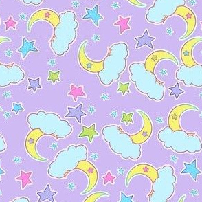 moons and stars on pastel purple