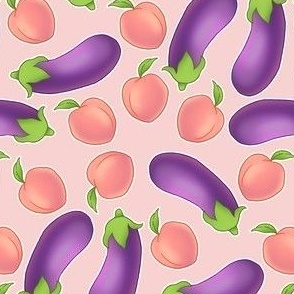 Eggplant Peaches Pattern Wallpaper Stock Illustration 1912259947