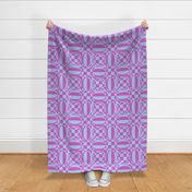 JP21 - Large - Contemporary Geometric Quatrefoil Cheater Quilt in Lavender and Fuchsia