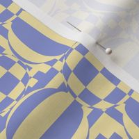 JP20  - Medium - Contemporary Geometric Quatrefoil Checks in  Yellow and Violet