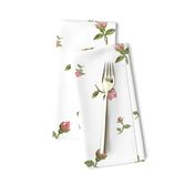 Scattered Vintage Rosebuds - white, large 