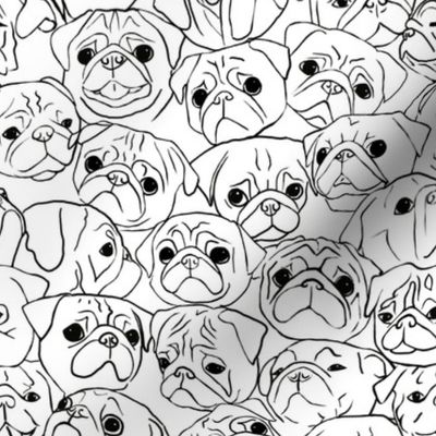 Pugs Line Drawing Smaller