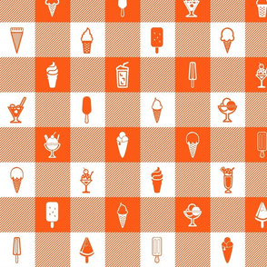 Ice cream orange and white gingham