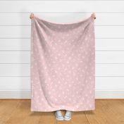 Scattered Vintage Rosebuds - White silhouettes on Blush pink, large 