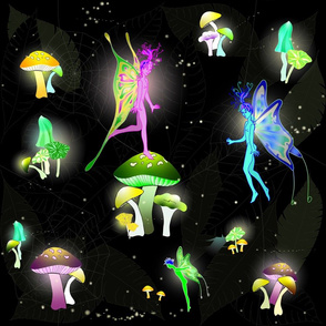 Bio-luminescent Fairies and mushrooms