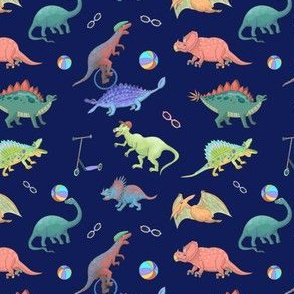 Dinosaur pattern on blue background