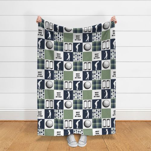 Golf//Best Dad By Par//Green&Blue - Wholecloth Cheater Quilt