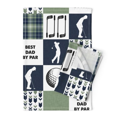 Golf//Best Dad By Par//Green&Blue - Wholecloth Cheater Quilt