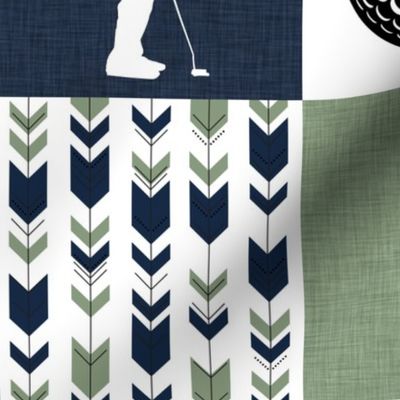 Golf//Best Dad By Par//Green&Blue - Wholecloth Cheater Quilt