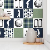 Golf//Best Dad By Par//Green&Blue - Wholecloth Cheater Quilt