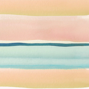 PEACHY PINK SUMMER WATERCOLOR STRIPES-LARGE