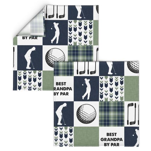 Golf//Best Grandpa By Par//Green&Blue  - Wholecloth Cheater Quilt 