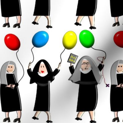 Nuns Celebrating With Balloons