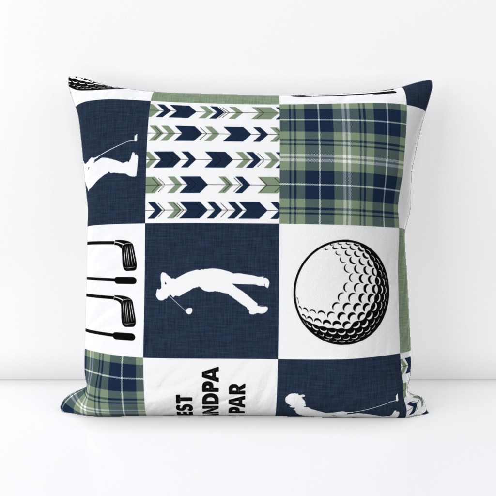 Golf//Best Grandpa By Par//Green&Blue  - Wholecloth Cheater Quilt - Rotated