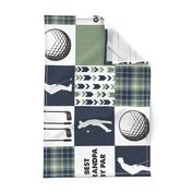 Golf//Best Grandpa By Par//Green&Blue  - Wholecloth Cheater Quilt - Rotated