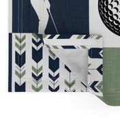 Golf//Best Papa By Par// Green&Blue - Wholecloth Cheater Quilt