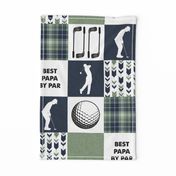 Golf//Best Papa By Par// Green&Blue - Wholecloth Cheater Quilt