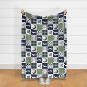 Golf//Best Papa By Par// Green&Blue - Wholecloth Cheater Quilt - Rotated