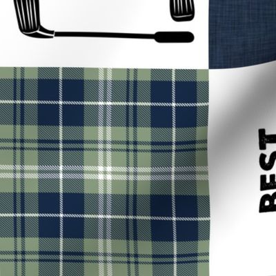 Golf//Best Papa By Par// Green&Blue - Wholecloth Cheater Quilt - Rotated