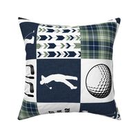 Golf//Best Papa By Par// Green&Blue - Wholecloth Cheater Quilt - Rotated