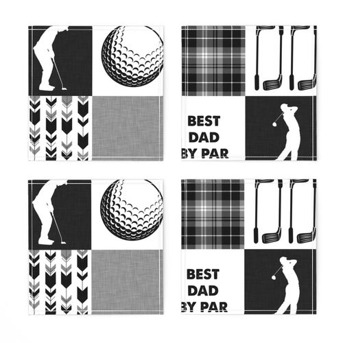 Golf//Best Dad By Par// Black&Grey - Wholecloth Cheater Quilt