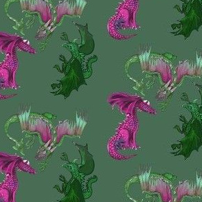 Dragons one through three together-bright pink