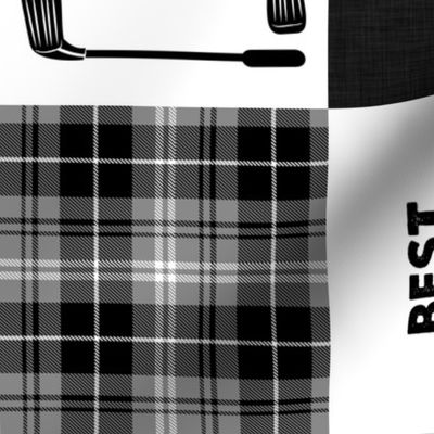 Golf//Best Grandpa By Par// Black&Grey - Wholecloth Cheater Quilt - Rotated